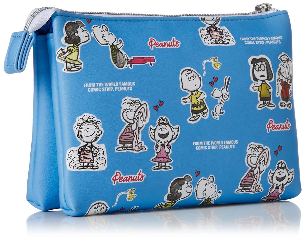 Snoopy Makeup Cosmetic Travel Synthetic Leather and PU Charlie Brown Blue Pouch, Pouch, Pouch, Leather, Face, Women's, (SPZ-2816)