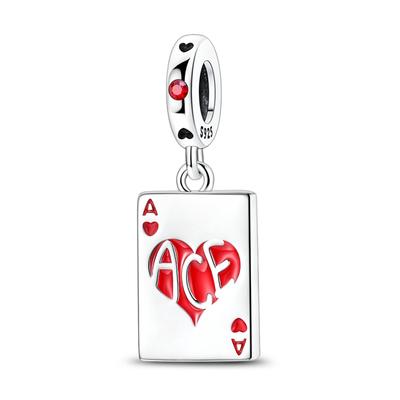 Copper Playing Cards A Charms Bead Pendants Fit Original Bracelet Diy Jewelry Women Gift