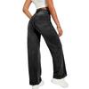 Damen Jeans mit hoher Taille und gewaschener Optik, modische, vielseitige Hose mit geradem Bein