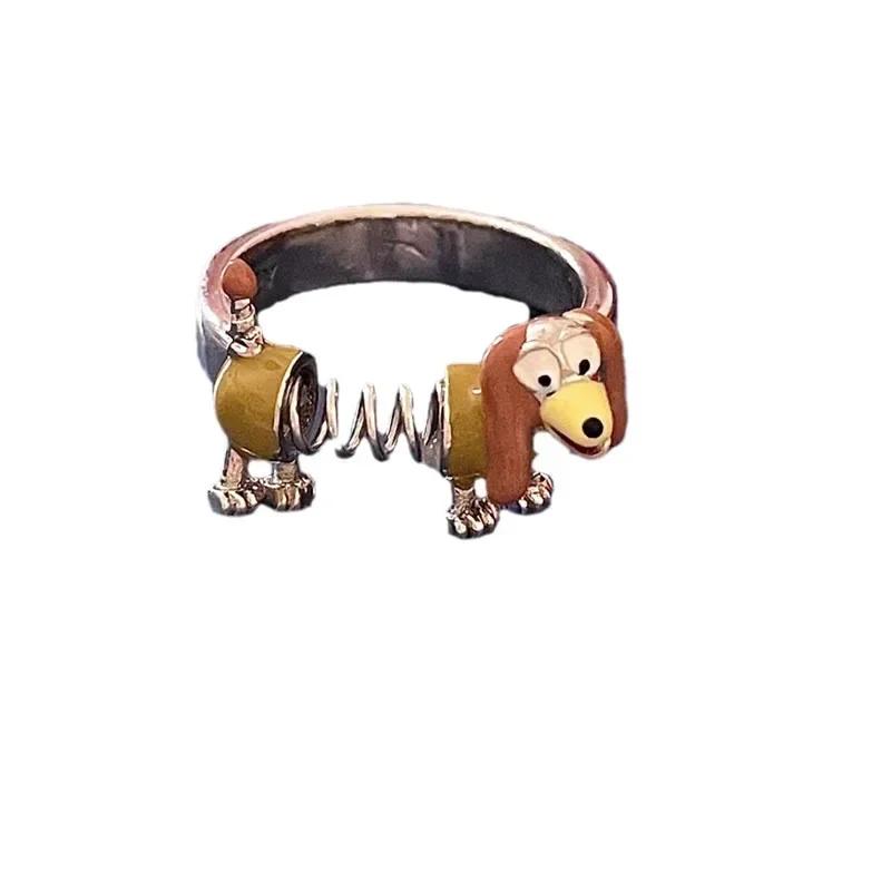 Cute Dog Rings for Women Niche Design Adjustable Unisex Alloy Electroplating Open Rings Personality Mens Ring Creative Gift