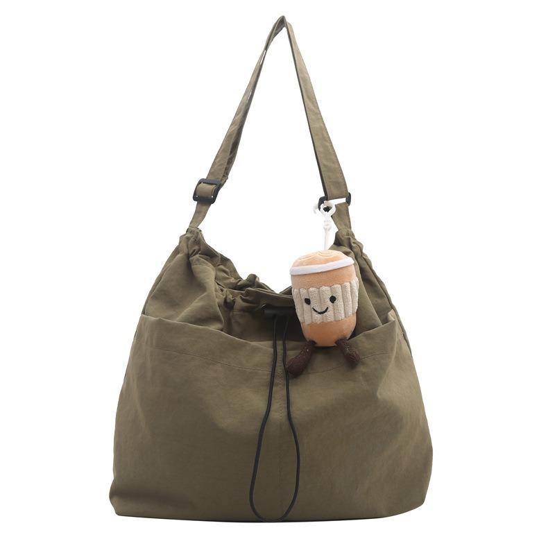 Women's Bag Large-capacity Waterproof Nylon Bag Drawstring Shoulder Bag Travel Leisure Fashion Messenger Bucket Bag