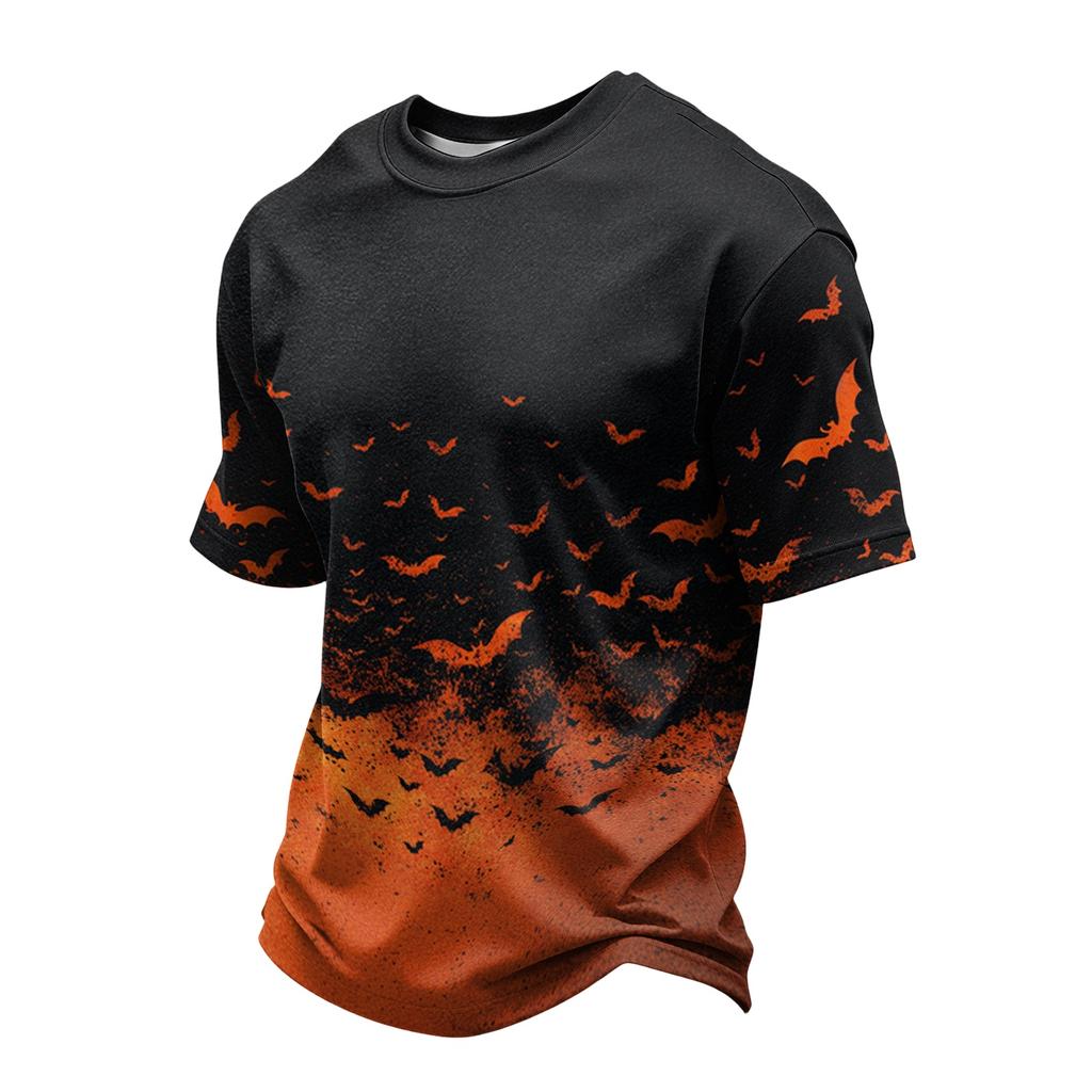 Men's Quick-Dry Round Neck Short Sleeve T-Shirt, Lightweight Mesh with Halloween Print