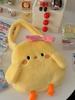 Small Plush Yellow Duck Handbag With Ruffled Bow For Daily Fashion And Casual Use
