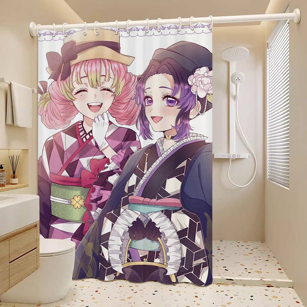 Anime M-Mitsuri-Kanroji  Waterproof Fabric Shower Curtain Bathroom Decoration Curtain Home Hawaiian Style Shower Curtain