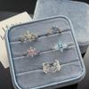 Winter Dream Sweet Cool Snowflake Color Diamond-Encrusted Zircon Enamel Open Ring Niche Premium Sense Stacked Ring Woman