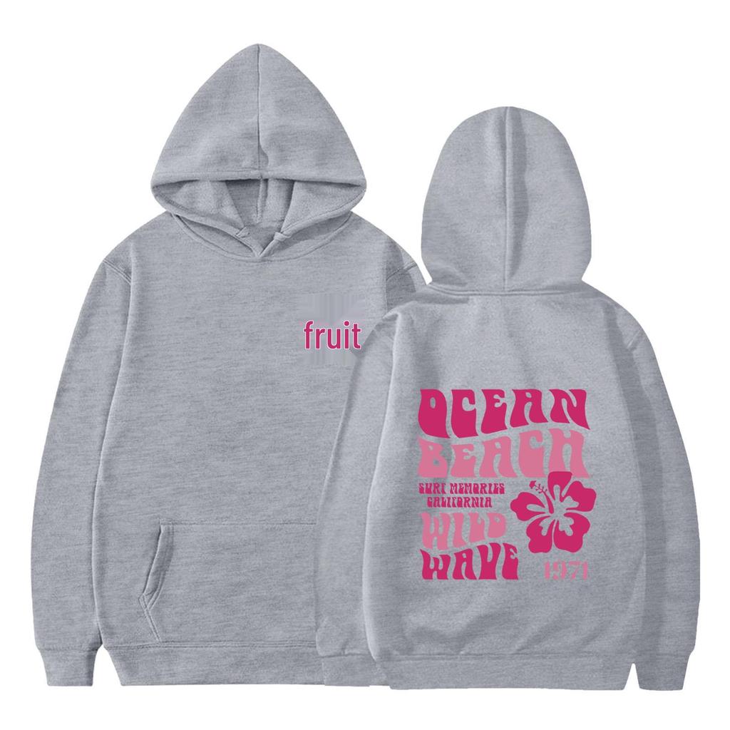 Felpa Stampata QEEAN BEACH Wild Wave 1971 per Bambini - Pullover Autunno/Inverno Vestibilità Larga per Ragazzi e Ragazze