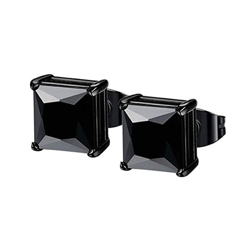 1-2 Pairs Hypoallergenic 316L Stainless Steel Square Round CZ Stud Earrings Sensitive Ear Studs Jewelry Set for Men Women 3-8MM