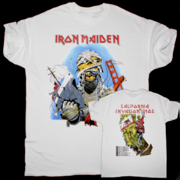 Iron Maiden California Invasion Tour Shirt New White Double Sided T-Shirt
