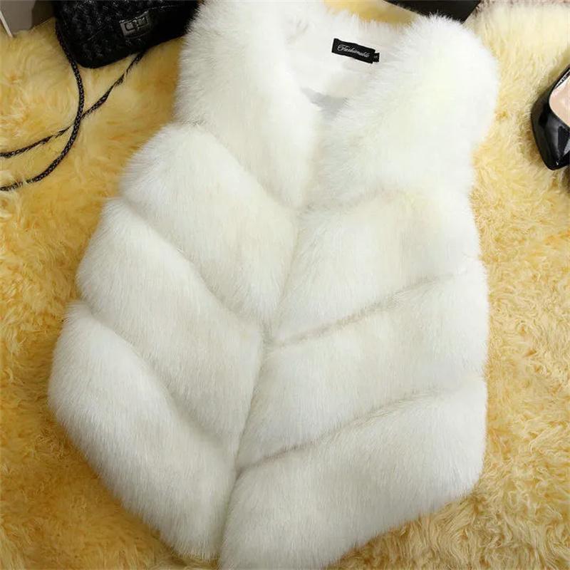 Autumn Winter Imitation Faux Fur Coat Women Waistcoat Fashion Fur Sleeveless Jacket Vest Ladies Outerwear Female Tops