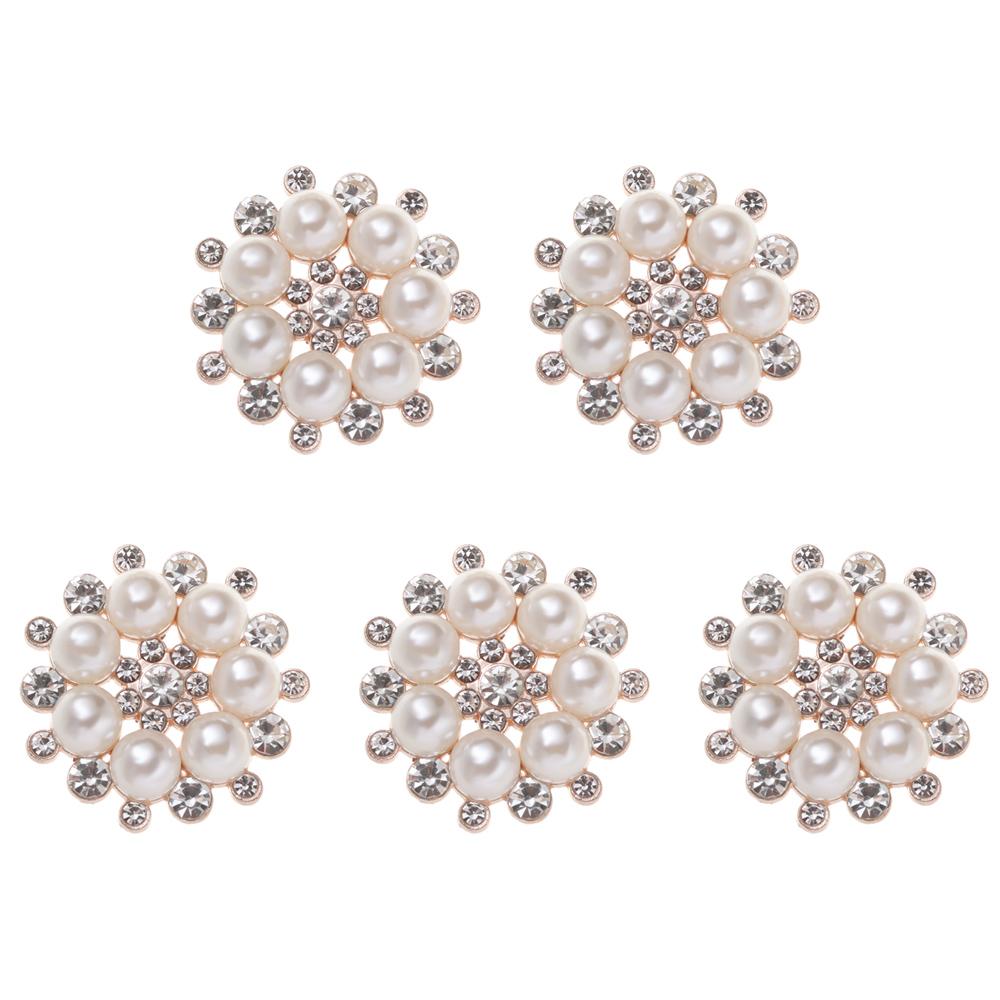 Fashion Pearl Flower Buttons Rhinestone Buttons Crystal Glass Stone Sewing Buttons Apparel  Accessories Clothes Bag Decoration