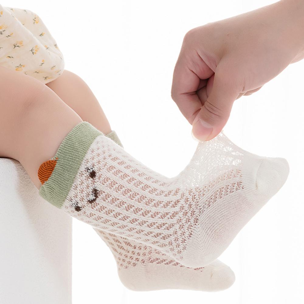 4 Pairs Baby Ultra Thin Mesh Mid Socks Cute Cartoon Animal Embroidery A-Class Soft Elastic Toddler Socks for 0-5 Years Old