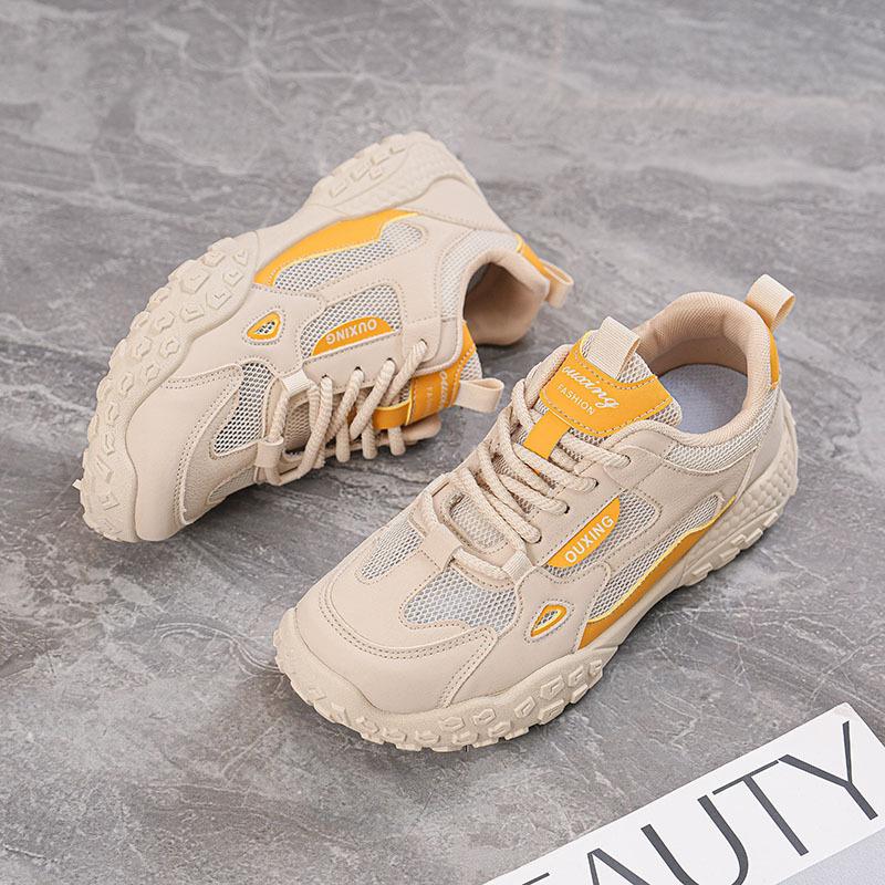 

Spring and Autumn Breathable Mesh Shoes Korean Style Soft Sole Chunky Shoes Versatile Thin Shoes Sneakers 40 жовтий