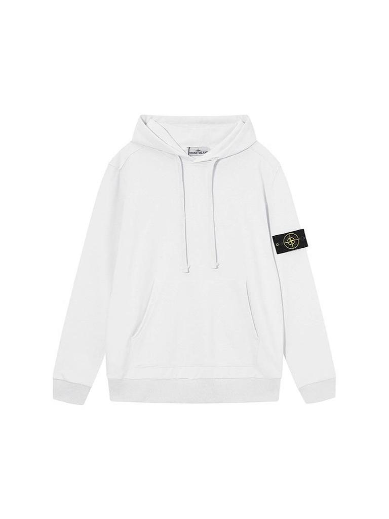 Stone Island Unisex Classic Solid Color Badge Hoodie Sweatshirt