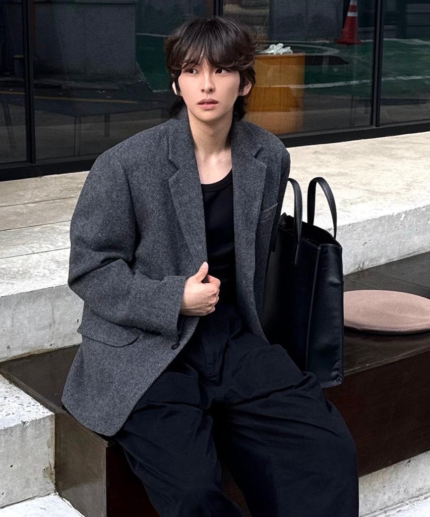 Mindbridge [On] Herringbone Oversized Jacket - 2 Colors