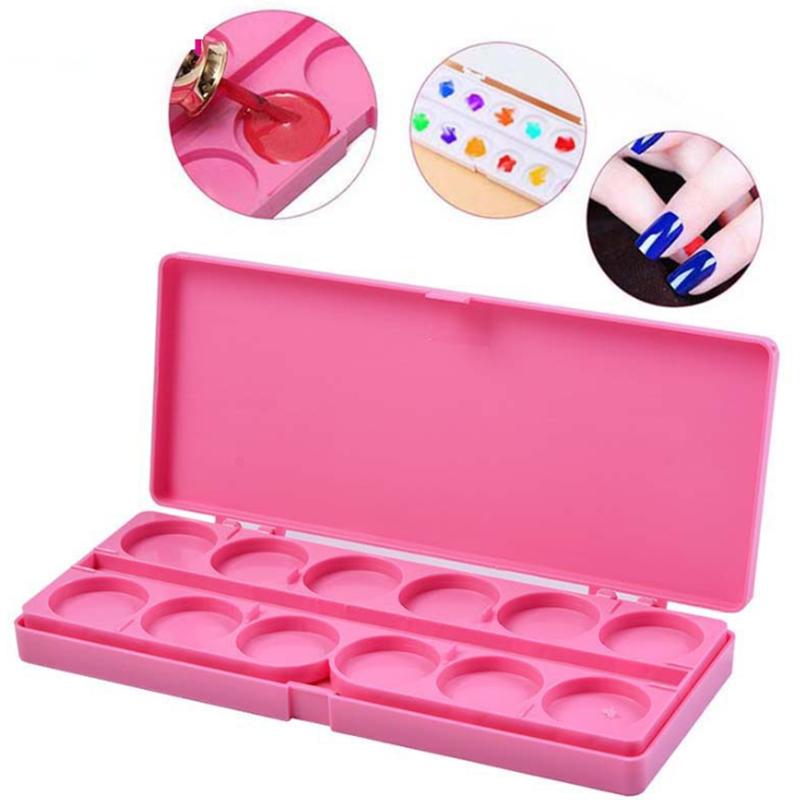 

24 ячейки Пустой кейс-палитра для нейл-арта Двухслойный Черный Розовый Белый Маникюрный поднос для рисования Держатель Инструменты для ногтей розовый