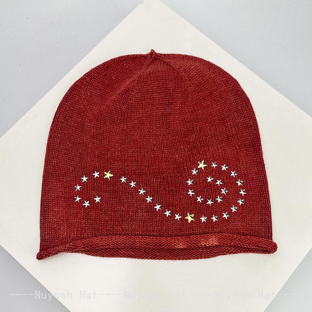 New Men Women American Retro Rivet Stars Knitted Hats Personal Warm Niche Fashion Street Beanies Hip-hop Versatile Loose Casual