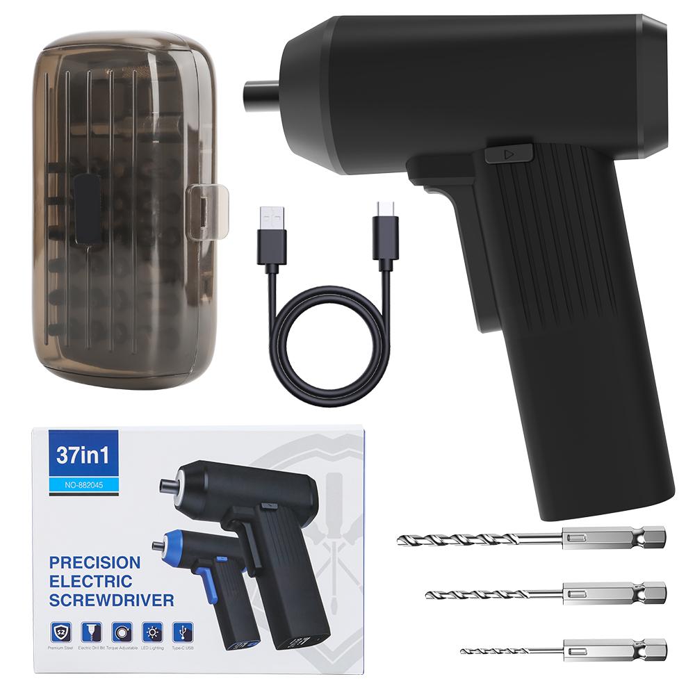 Electric Screwdriver 1300mah Rechargeable Li-ion Battery Screwdriver Set 30pcs S2 Bit 3pcs Hss Drill Electric Drill Set
