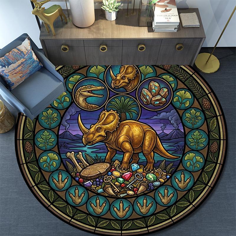 Prehistoric Fossil Art Round Area Rug Under Office Chairs Bedroom Living Room Home Decor