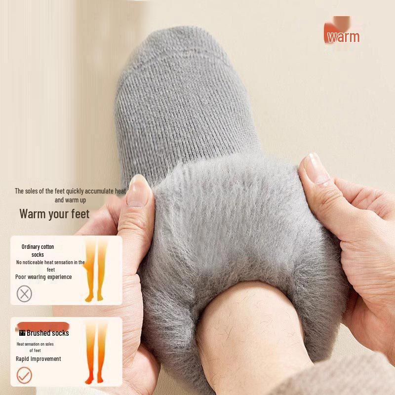 Men's Winter Plush Velvet Thickened Mid-Calf Socks - Extra Thick, Warm, Cold-Resistant Cotton.