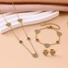 European & American Luxury Sweetheart Zircon Pendant Necklace, Bracelet & Earrings Set In Stainless Steel