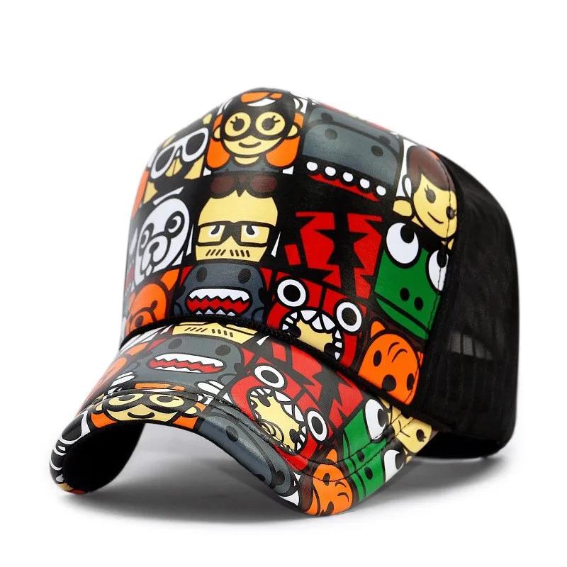 Adult Summer Mesh Trucker Caps Men Hip Hop Punk Rock Snapback Hat Big Head Man Plus Size Baseball Cap 55-60cm 60-63cm