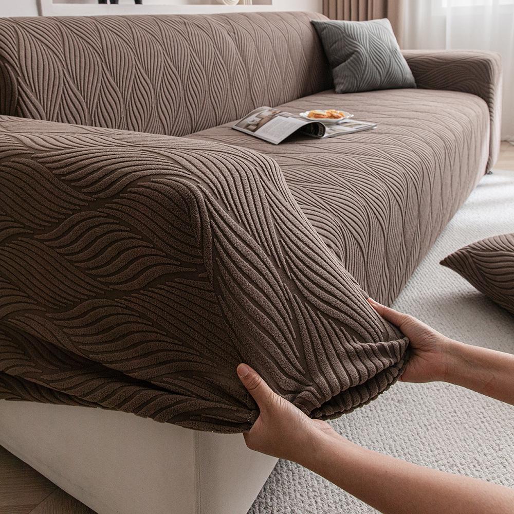 Neuer Sofabezug für Faule Vollständig bedeckt mit Stretch-Jacquard-Samt Rutschfest und Geradreihig Anti-Katzenkratzer