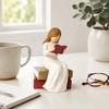 Modern Shelf Decoration Reading Girl Figurine, Hand-Painted Resin Sculpture for Bookshelf Decor, Small Ornament Entrance Faceless Woman Statue Office