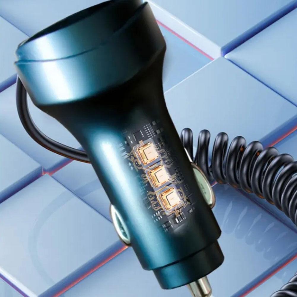 Adaptor de încărcare auto USB tip C cu încărcare super rapidă de 55 W cu linii de date retractabile 3 în 1 pentru iPhone 14 13 12 pentru Xi N5E5