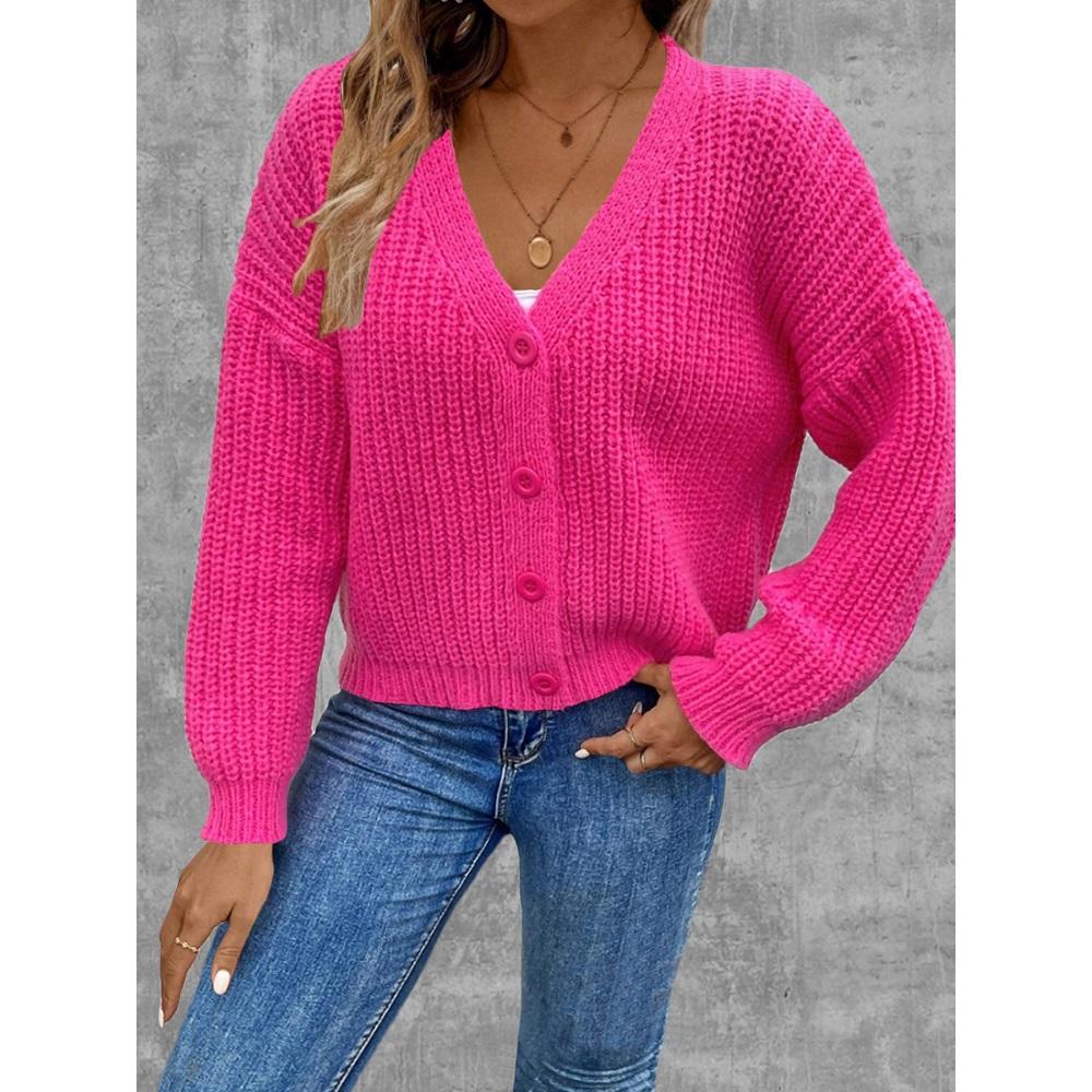 Women Autumn Winter Knitted Sweater Coats Single Breasted Long Sleeve V-neck Knitwear Cardigans Jackets