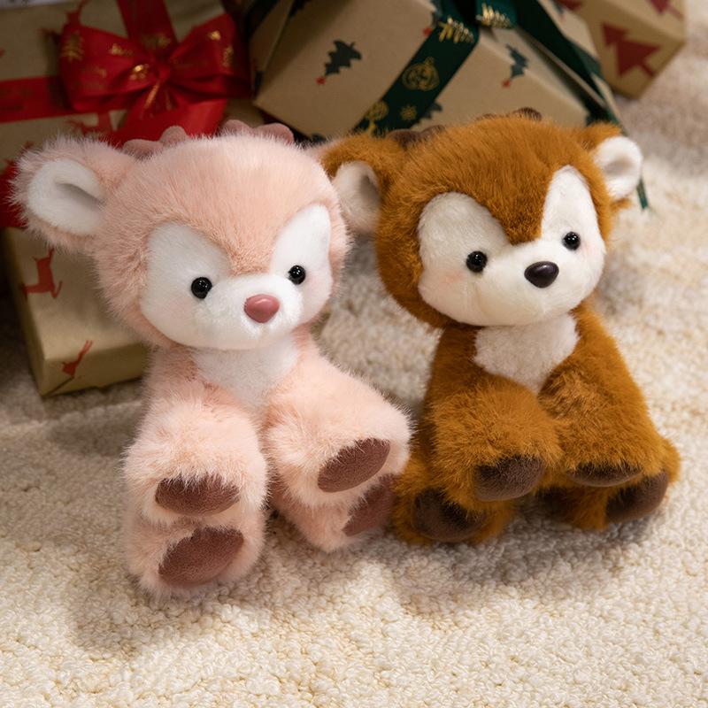 Cute Party Style Deer Doll Sitting Posture Deer Plush Toy Children's Companion Doll Birthday Gift
