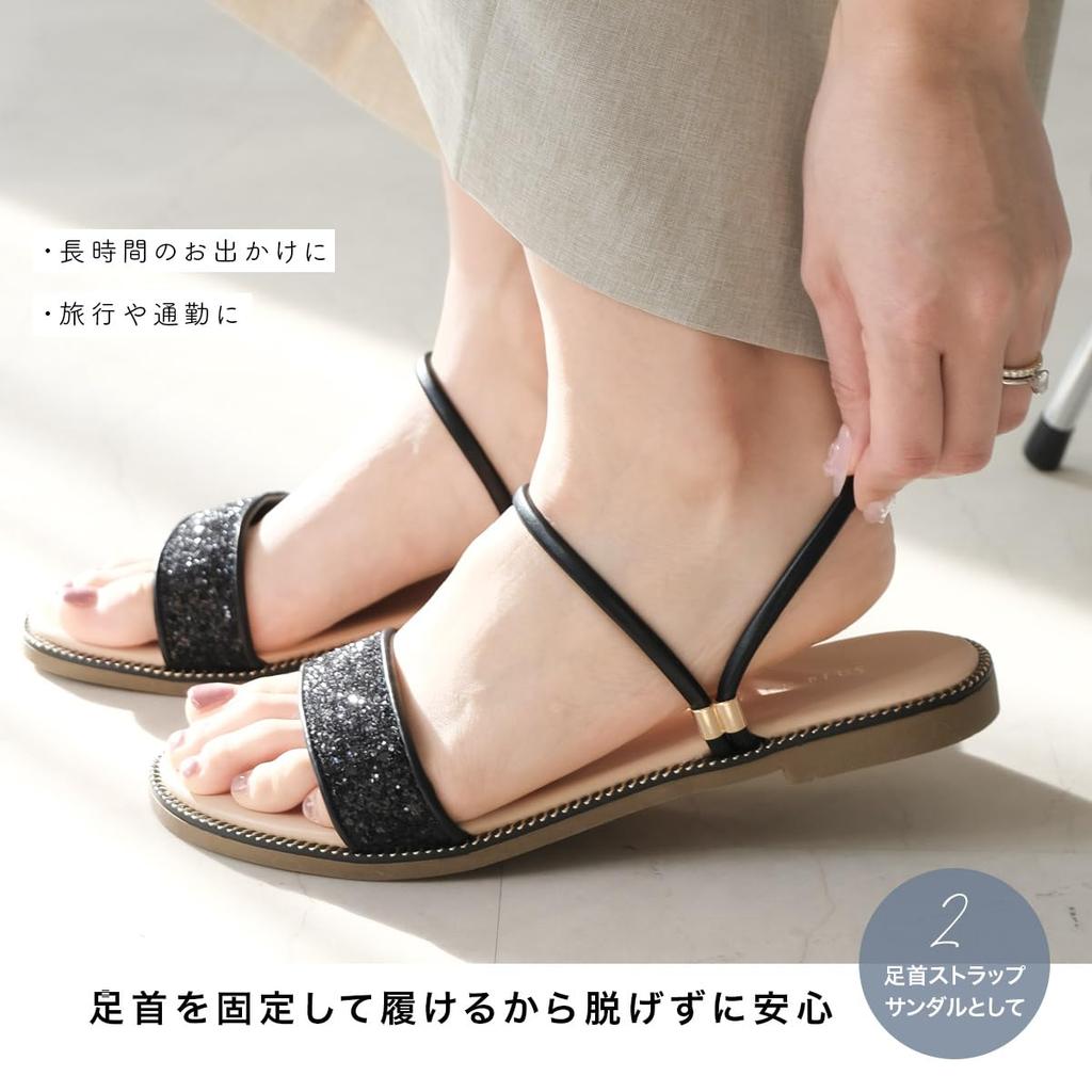 2WAY Double Strap Sandals Flat FX2104 White Silver [AmiAmi] 1.5cm Women's (L(24.0cm), Python)