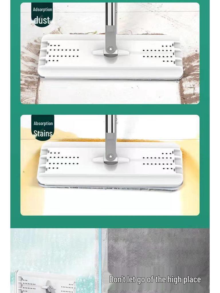 Home Mop Set: One-Step Clean, No-Hand Wash, Thickened Pad, Dual Wet/Dry Use, Includes Bucket for Easy, Lazy Floor Mopping.