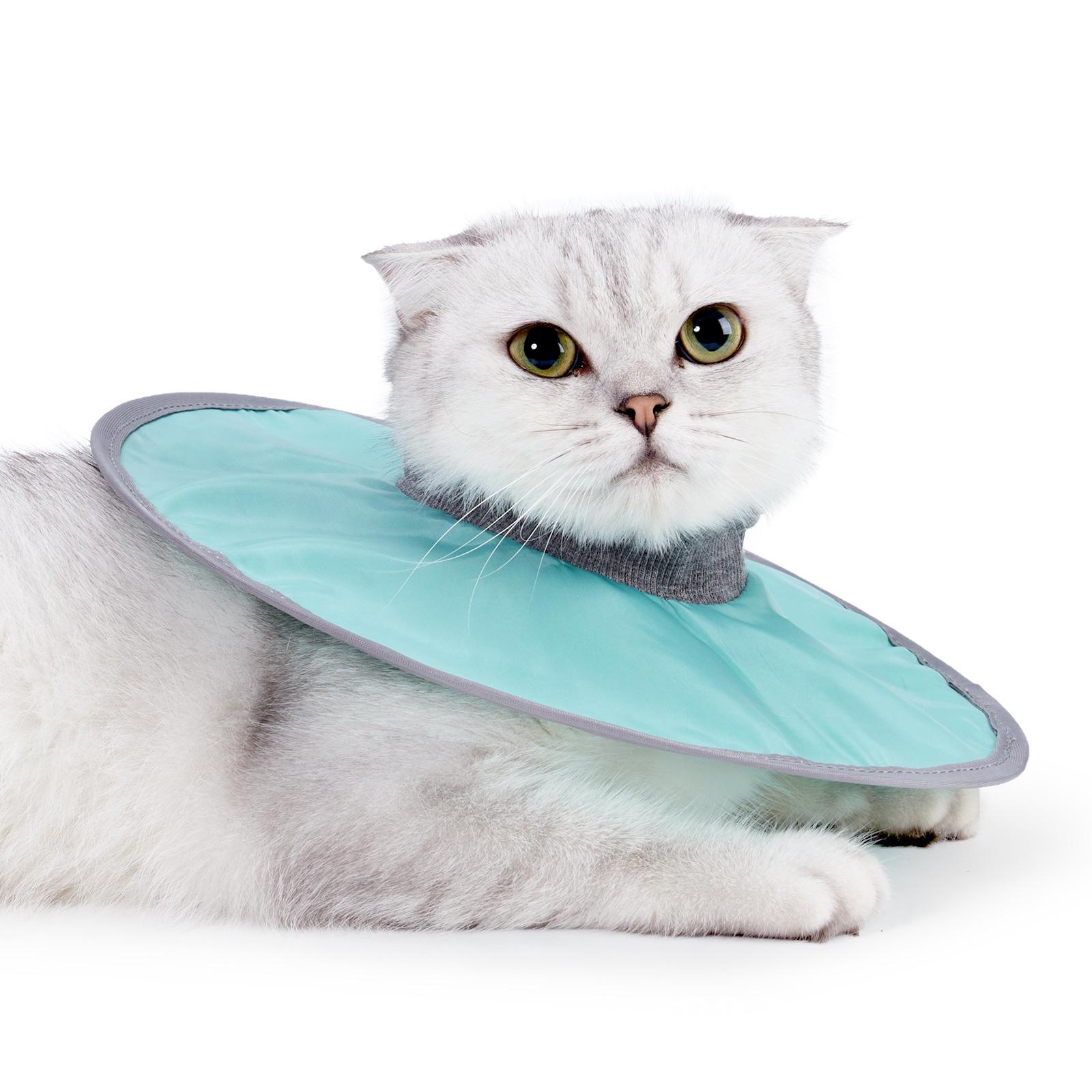 

White Cat Recovery Collar: Elizabethan Anti-Lick Post-Surgery Bib Fruit Green