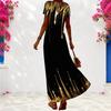 Women Plus Size V Neck Short Sleeve Printed Light Purple Maxi Dress