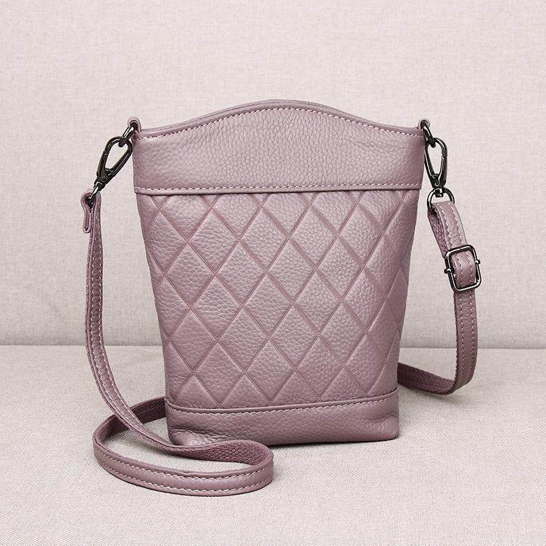 

Сумка женская сумка Xiaoxiangfeng модная ромбовидная маленькая сумка через плечо мини первый слой коровьей кожи через плечо светло-фиолетовый