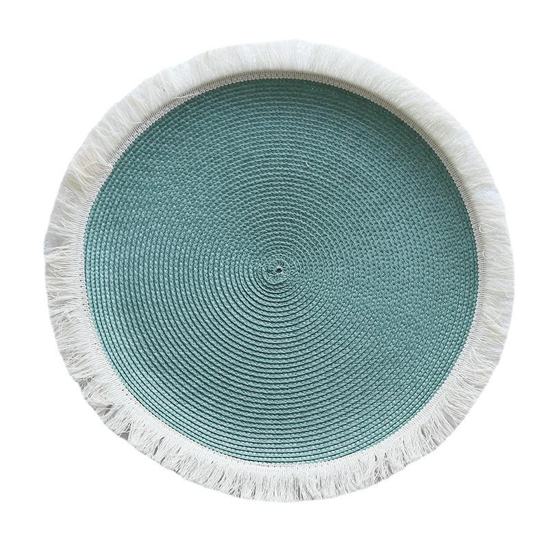 Hand-Woven Placemats Tassels Coasters Absorbent Heat-resisting Pad Anti-slip Mats Dining Table Decoration Kitchen Item Drinkware