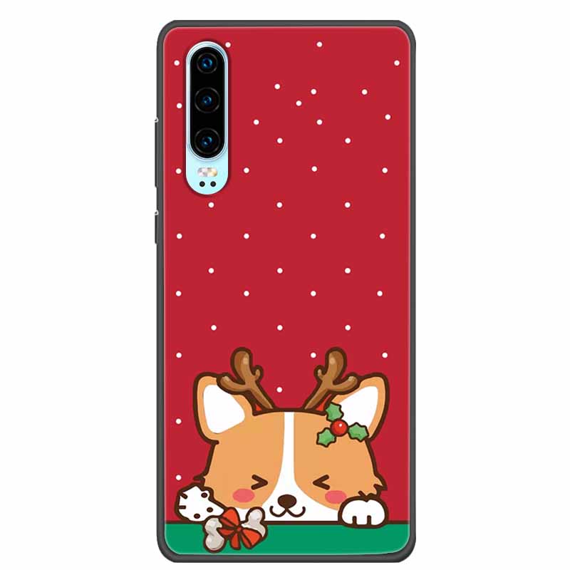 Christmas Phone Cases For Huawei P30 Pro P30 lite Case Black Silicone TPU Soft Cover For Huawei P30 Pro Santa Claus Bumper Funda