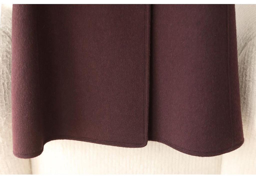 2026 Spring Elegant Double-Breasted Long Wool Coat with Big Lapel for Women