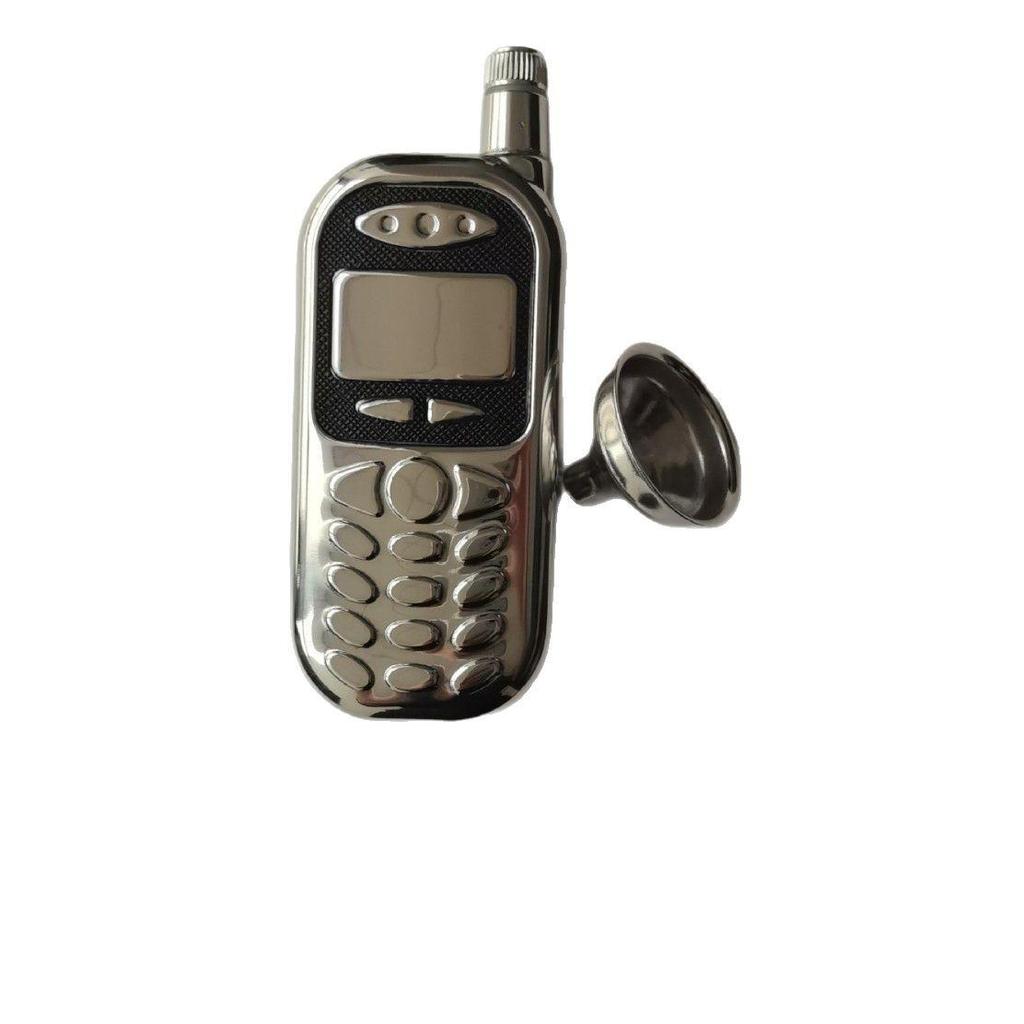Recipient metalic de buzunar din oțel inoxidabil, în formă de telefon mobil retro, cu finisaj oglindă, 3 oz