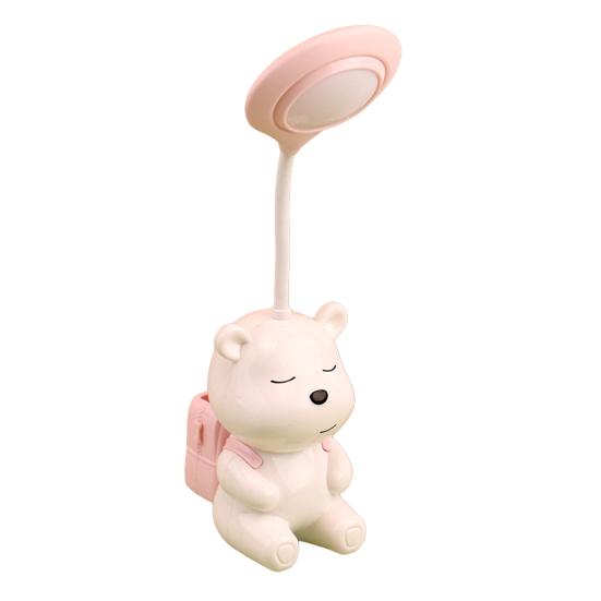 Cartoon Backpack Bear Desk Lamp USB Rechargeable Flexible Gooseneck Table Reading Light Home Office Bedroom Bedside Night Light