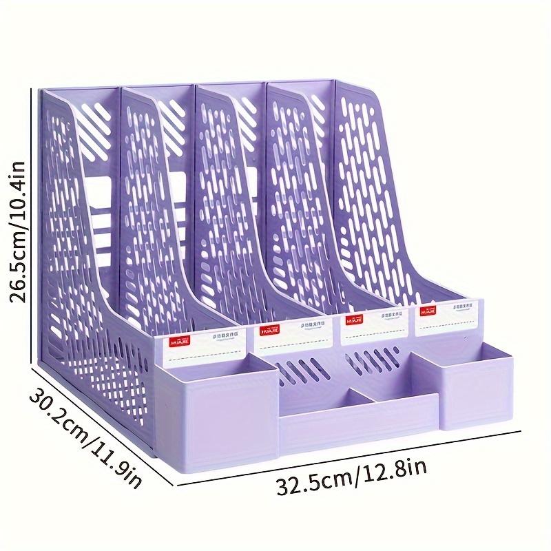 4 Packs Plastic Desk Organizer File Folder, Desktop Magazine Holder, Office File Sorter Rack, Vertical File Dividers