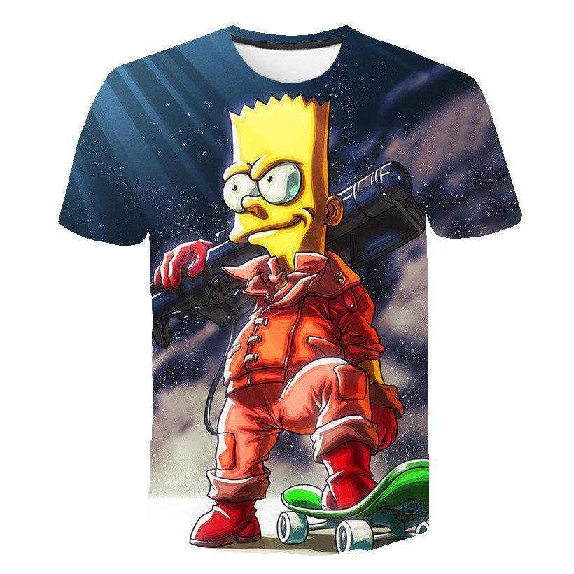 Summer Children's New Fashionable Digital Simpson Comfortable Loose Short Sleeve Printed T-shirt