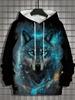 Men's Hoodie 3d Print Animal Tops Wolf Graphics Long Sleeve Hoodie Fashion Casual Autumn Unisex Tops Oversized Hooded Streetwear