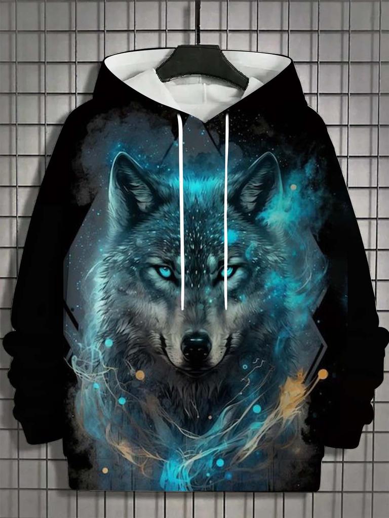 Men's Hoodie 3d Print Animal Tops Wolf Graphics Long Sleeve Hoodie Fashion Casual Autumn Unisex Tops Oversized Hooded Streetwear