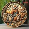 Vintage Antique Owl Iron Wall Art Sign 2D Flat Decorative Vibrant Family Design Metal Tin