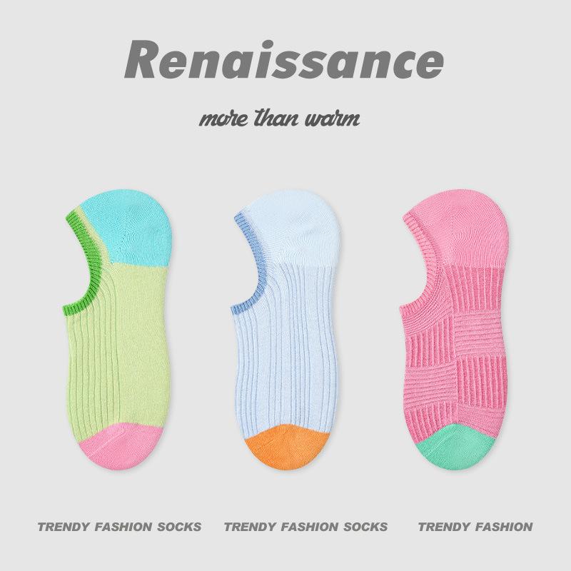 Socks, Women, Summer Thin, Breathable Short Socks, Retro Relief, Knitted, Non Falling Heels, Invisible Ship Socks
