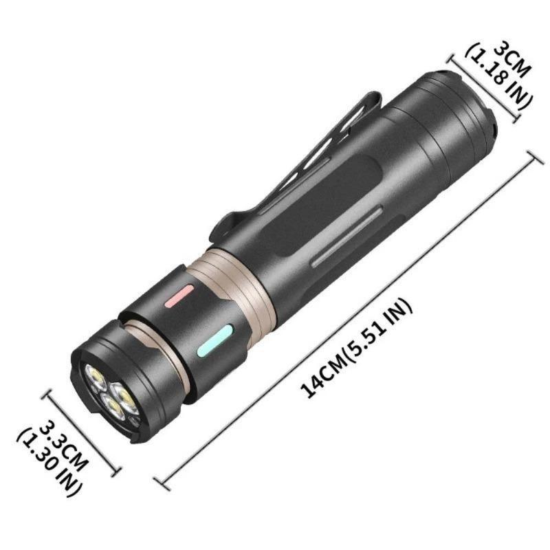 High Power 3*XPG LED Flashlight Type-C Rechargeable Zoom Fidget Spinner Torch with Luminous Strips Decompression Lamp for Outdoor Camping Daily Use