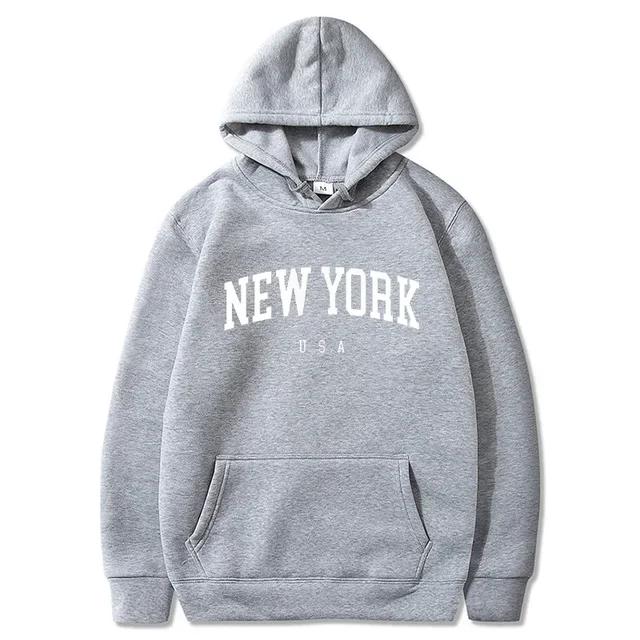 Women New York U.S.A City Hoodies Fashion Letter Printed Graphic Sweatshirts  Casual Harajuku Hooded Pullover Sportwear