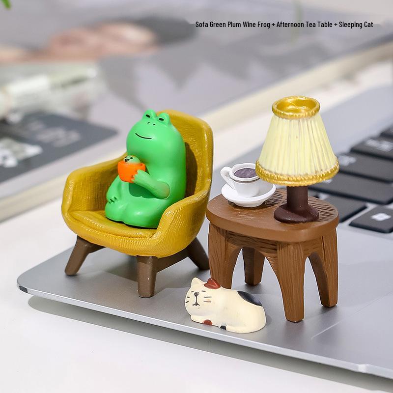 Frog Rocking Chair Cute Healing Decoration – Desktop Ornament for Office or Home