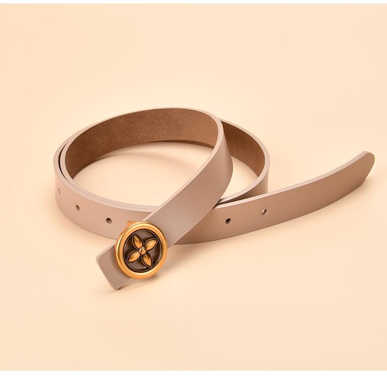 Damen Echt Rindsleder Dekogürtel mit runder Schnalle - Allround-Design für Jeans und Taillenformung